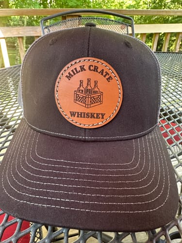 Customer photo review of Richardson 112 Genuine Leather Patch Hats Laser Engraved