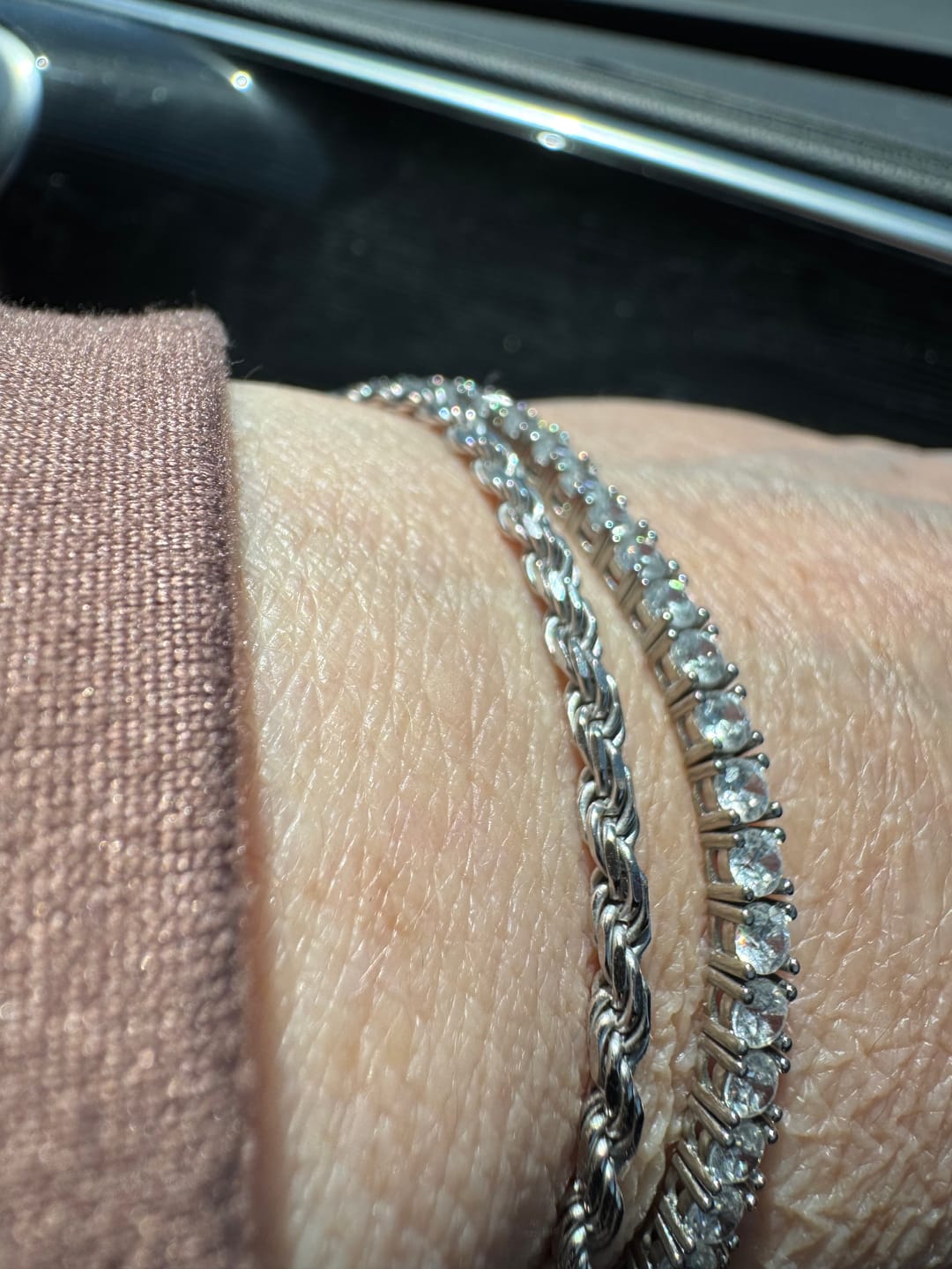 Customer photo review of Solid Sterling Silver Rope Chain Bracelet
