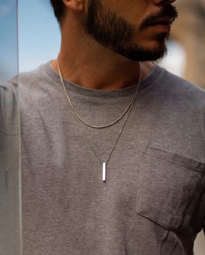 Customer photo review of Bar Necklace Set (Silver) - 2 Pack