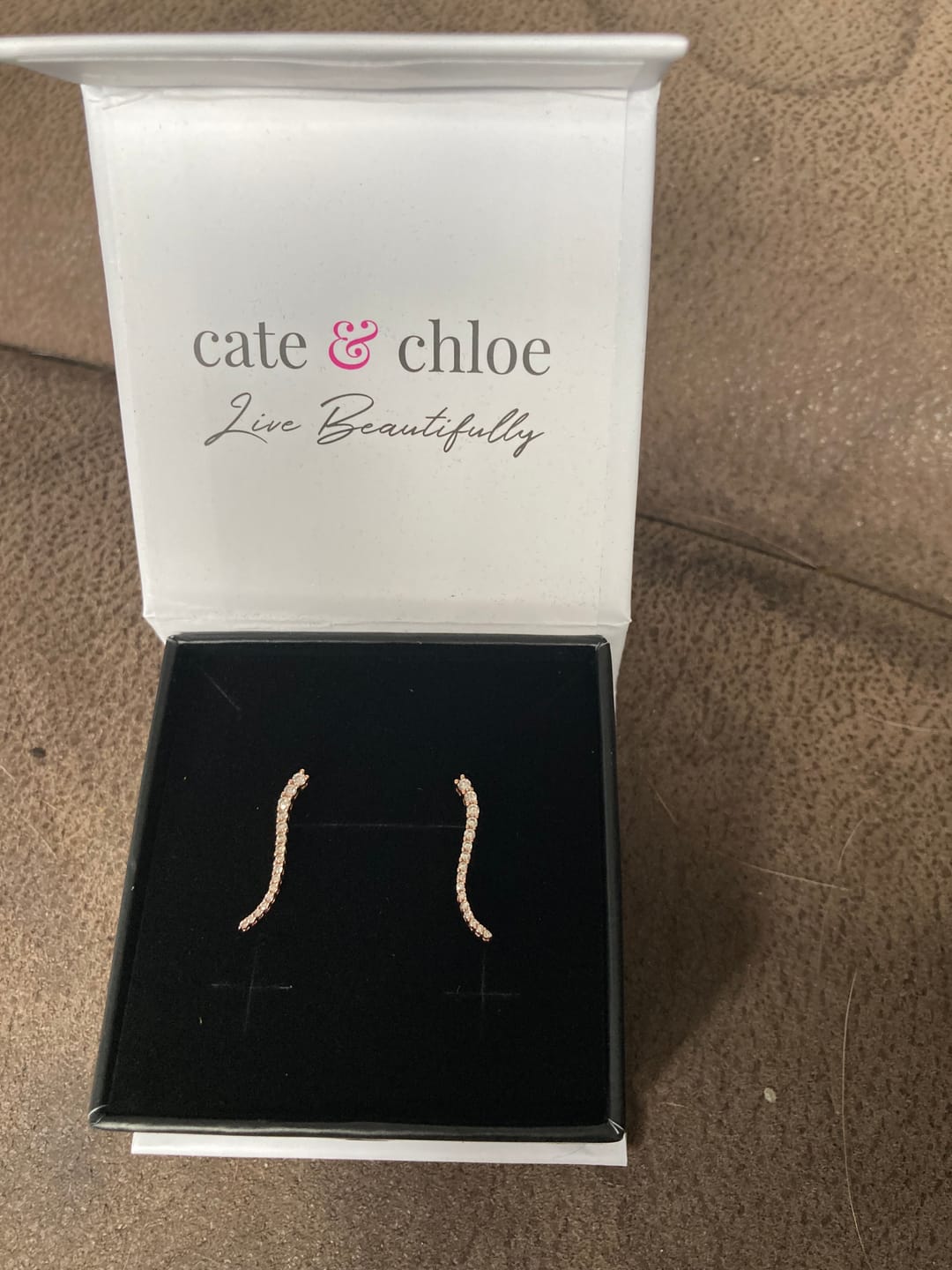 Customer photo review of Isabella 18k White Gold Plated Sterling Silver Ear Climber Earrings with Simulated Diamond Crystals