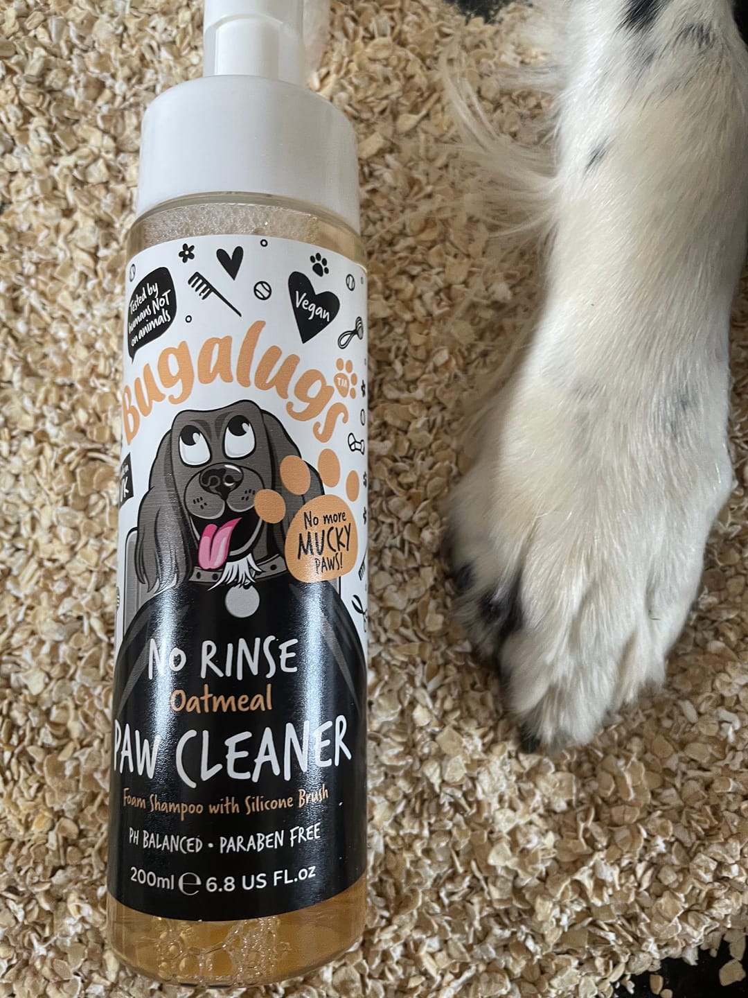 Customer photo review of Oatmeal No Rinse Paw Cleaner for Dogs & Cats