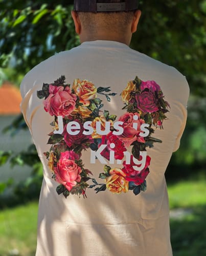 Customer photo review of Jesus Is King Tee