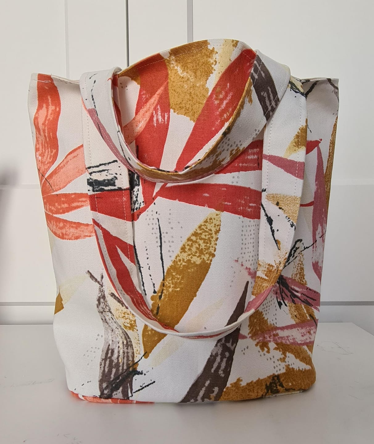 Customer photo review of Large Leaves Cotton Canvas Fabric