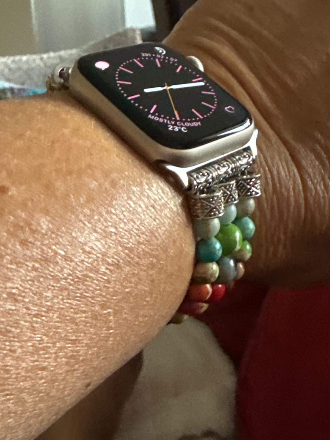 Customer photo review of Vibrant Chakra Stretch Apple Watch Strap