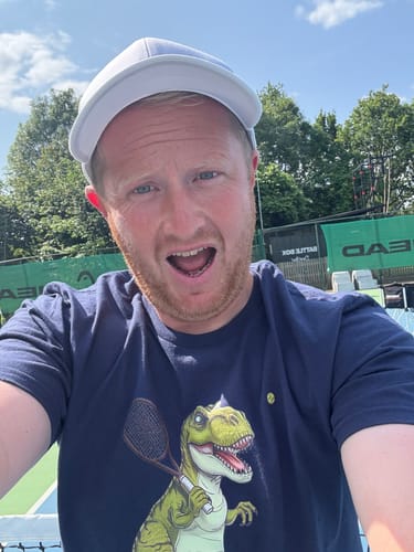 Customer photo review of T-Rex Tennis Player T-Shirt