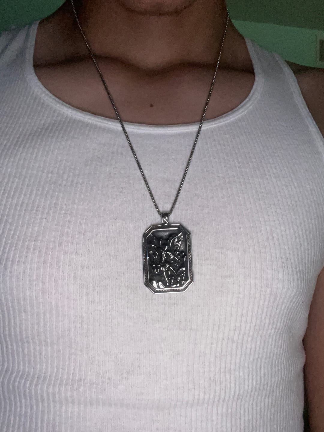 Customer photo review of FREE Today: Classic Style St. Michael the Archangel Protection Stainless Steel Pendant Necklace