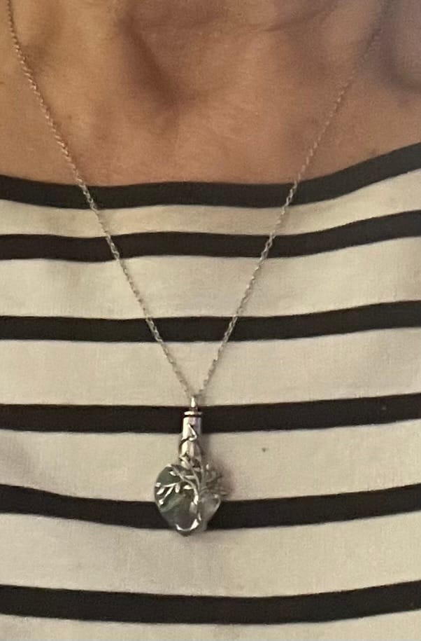 Customer photo review of Crystal Cremation Necklace - Tree of Life Keepsake Urn