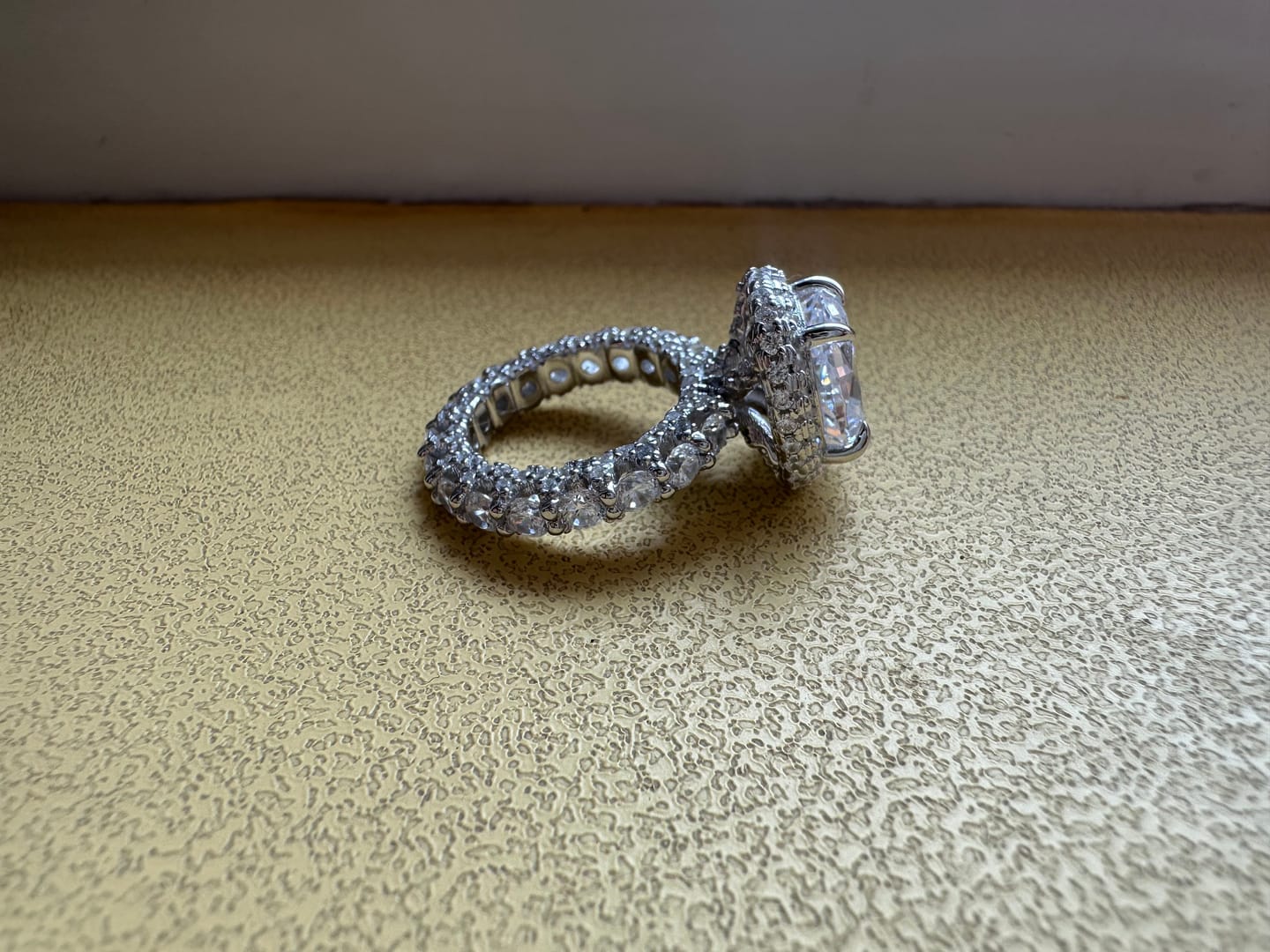 Customer photo review of Gorgeous Hidden Halo Oval Cut 4.0ct Engagement Ring In Sterling Silver