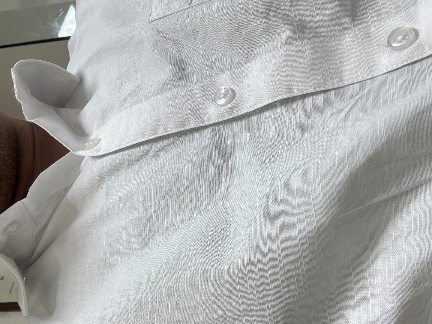 Customer photo review of Amsler - 100% Cotton Slub Formal White Shirt For Men | Uathayam