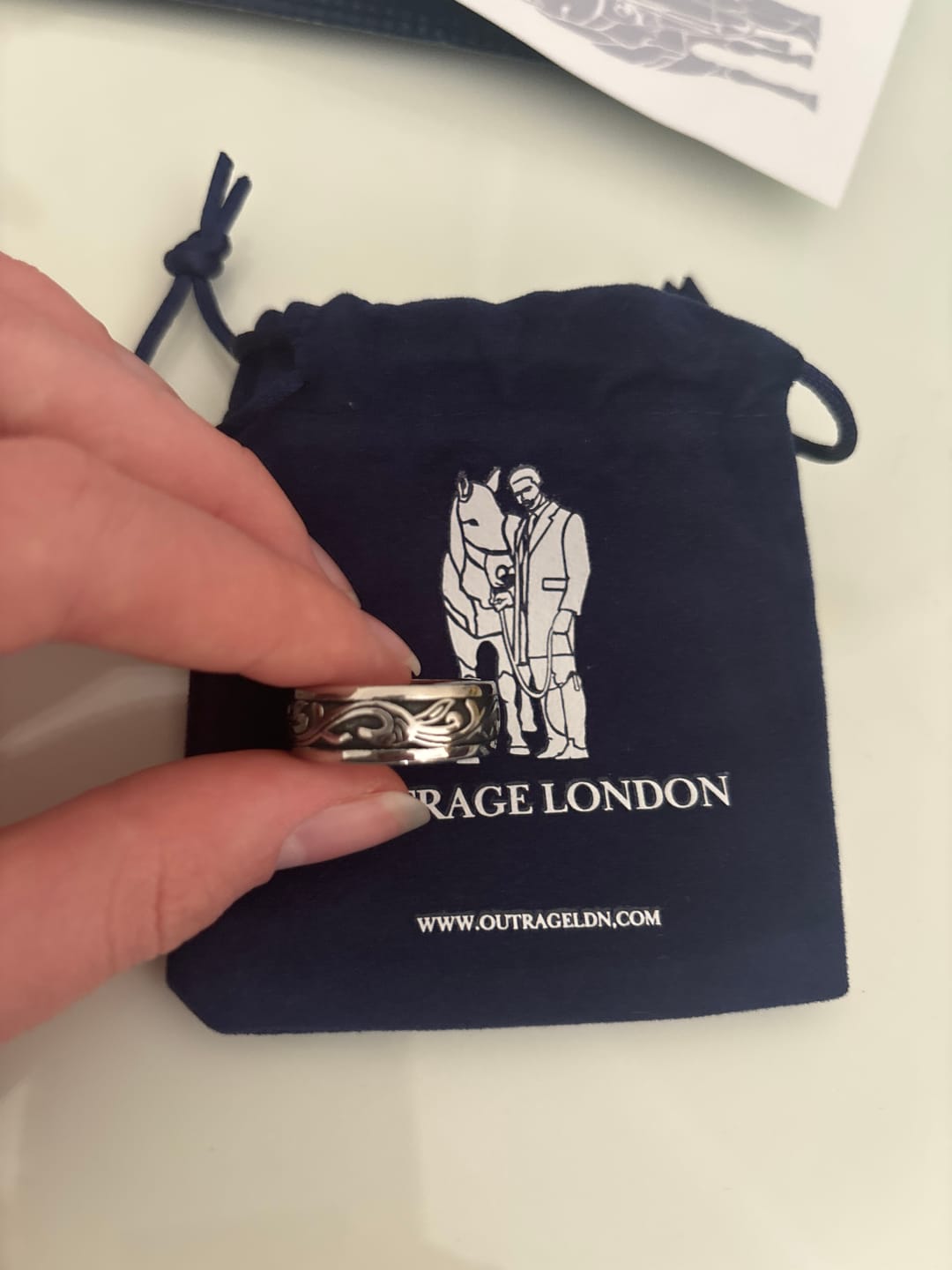 Customer photo review of Silver Plant Band Ring