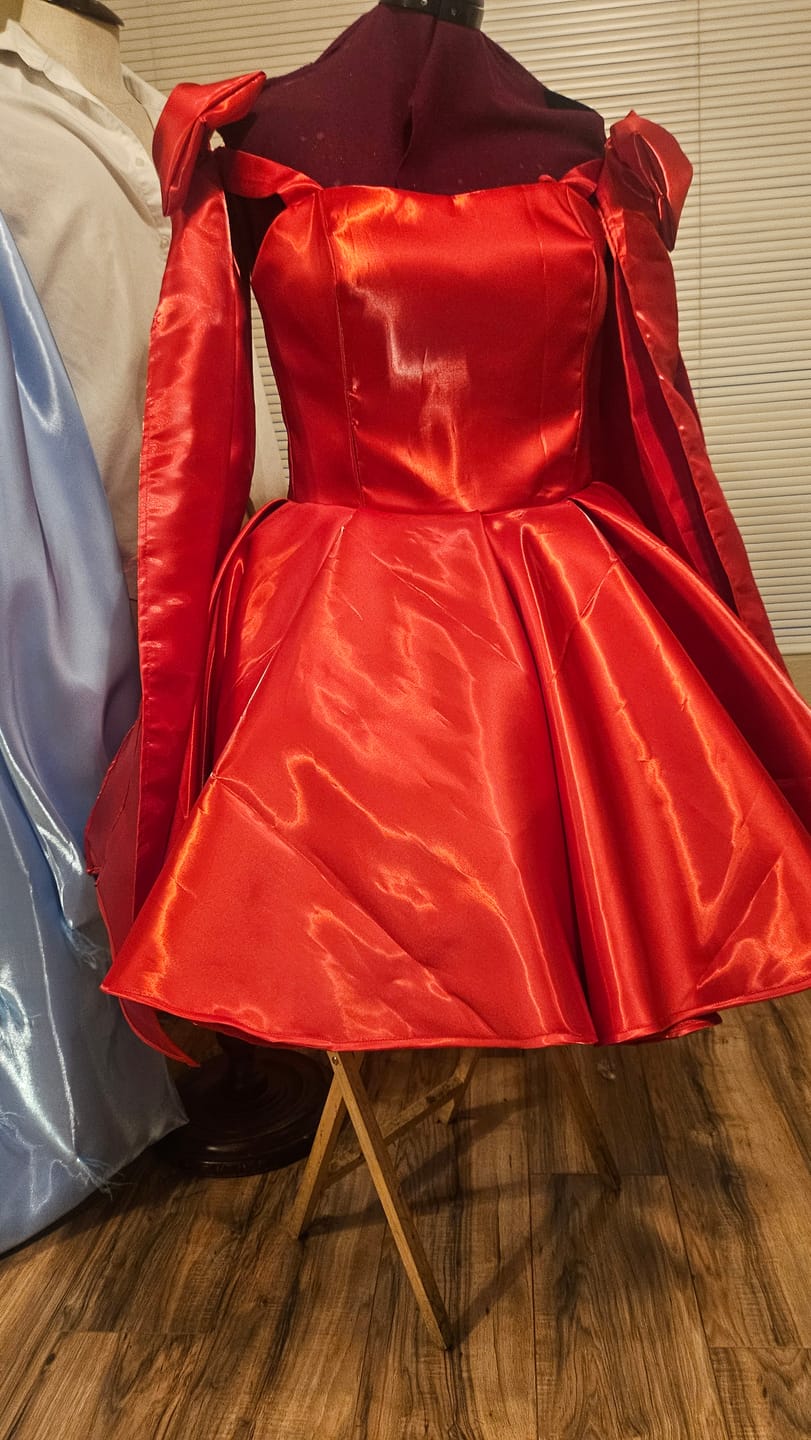 Customer photo review of Red Liquid Bridal Satin