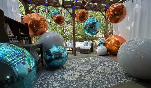 Customer photo review of Rainbow Color Inflatable Mirror Ball Reusable Big Bubble Balloon