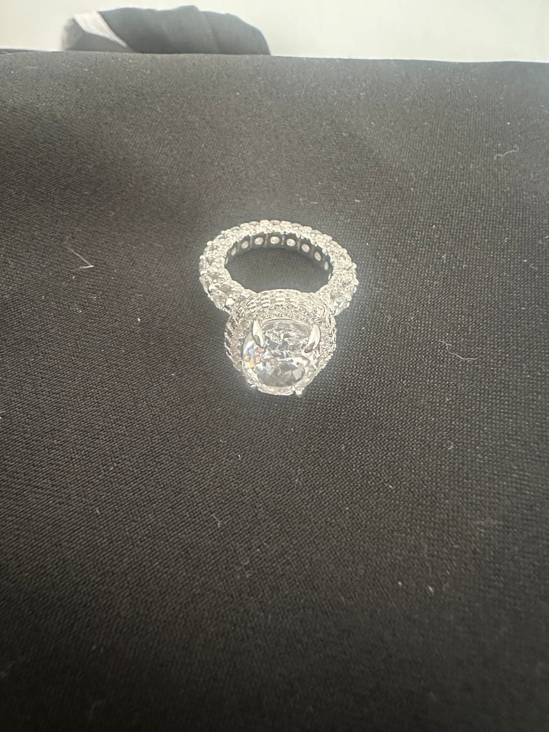 Customer photo review of Gorgeous Hidden Halo Oval Cut 4.0ct Engagement Ring In Sterling Silver