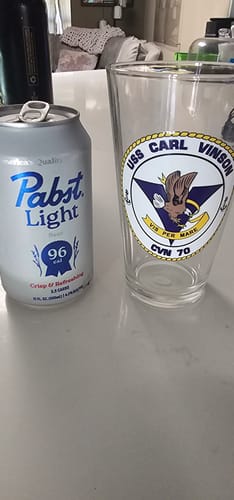 Customer photo review of USS Carl Vinson (CVN-70) Beer Pint Glass