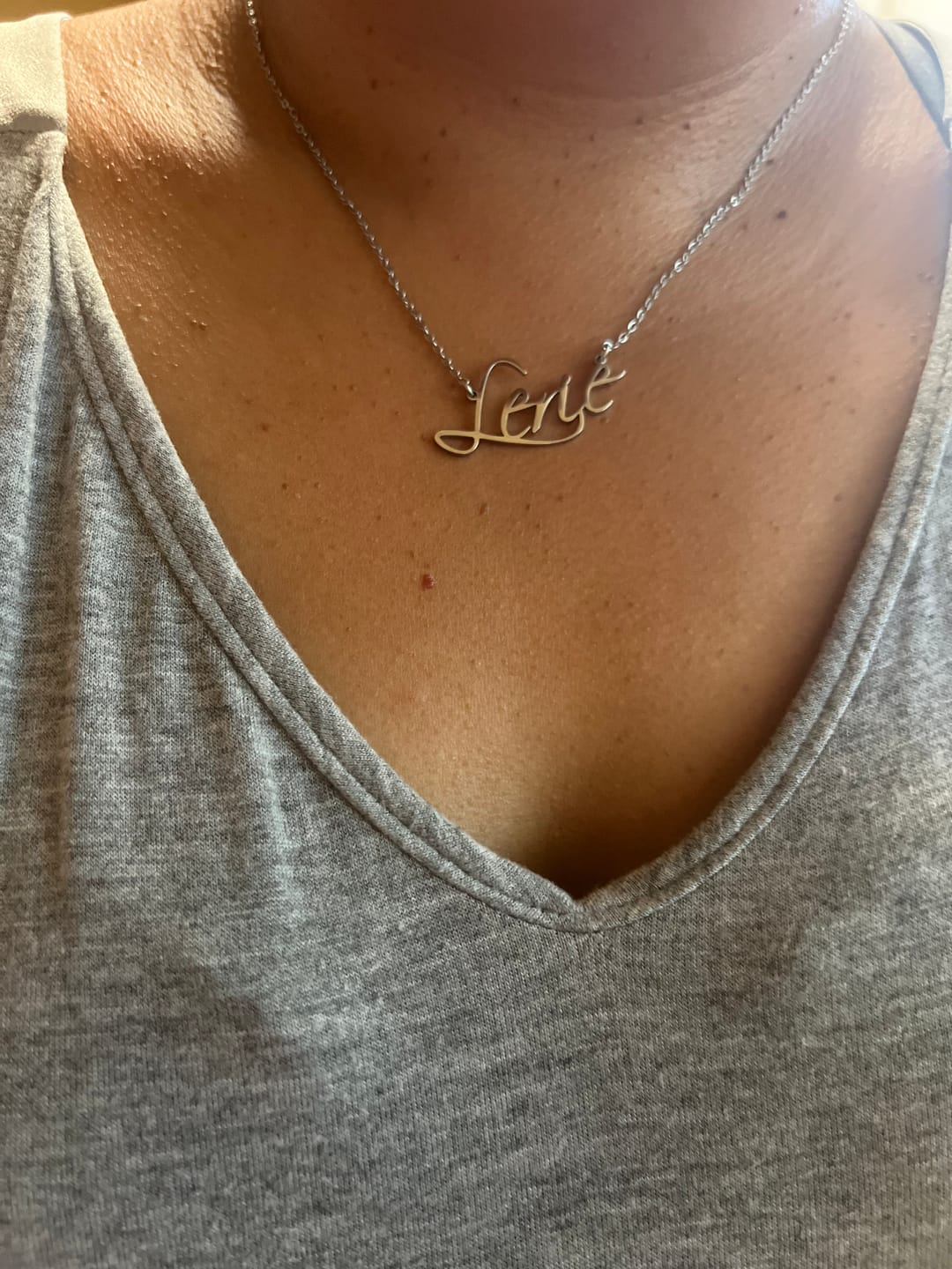 Customer photo review of Script Name Necklace