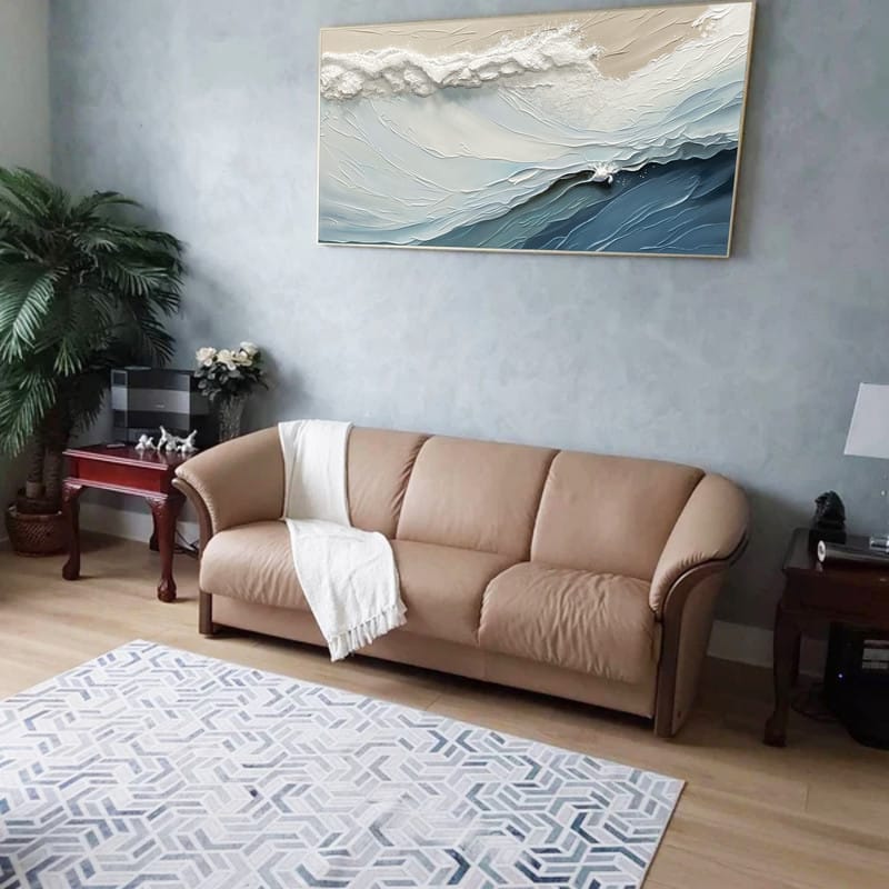 Customer photo review of Colorful Ocean And Sky Textured Painting Canvas #OS013