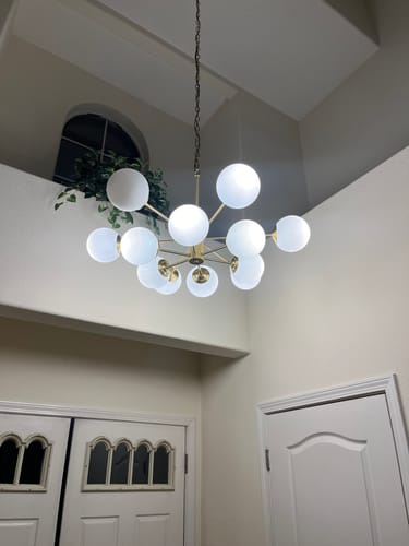 Customer photo review of Opal Glass Globe Sputnik Chandelier