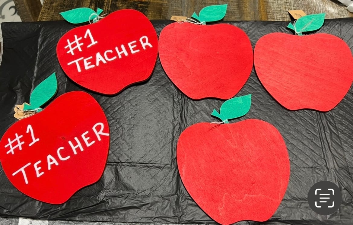 Customer photo review of Unfinished Wood Apple Shape | DIY School Teacher Craft | Up to 36"