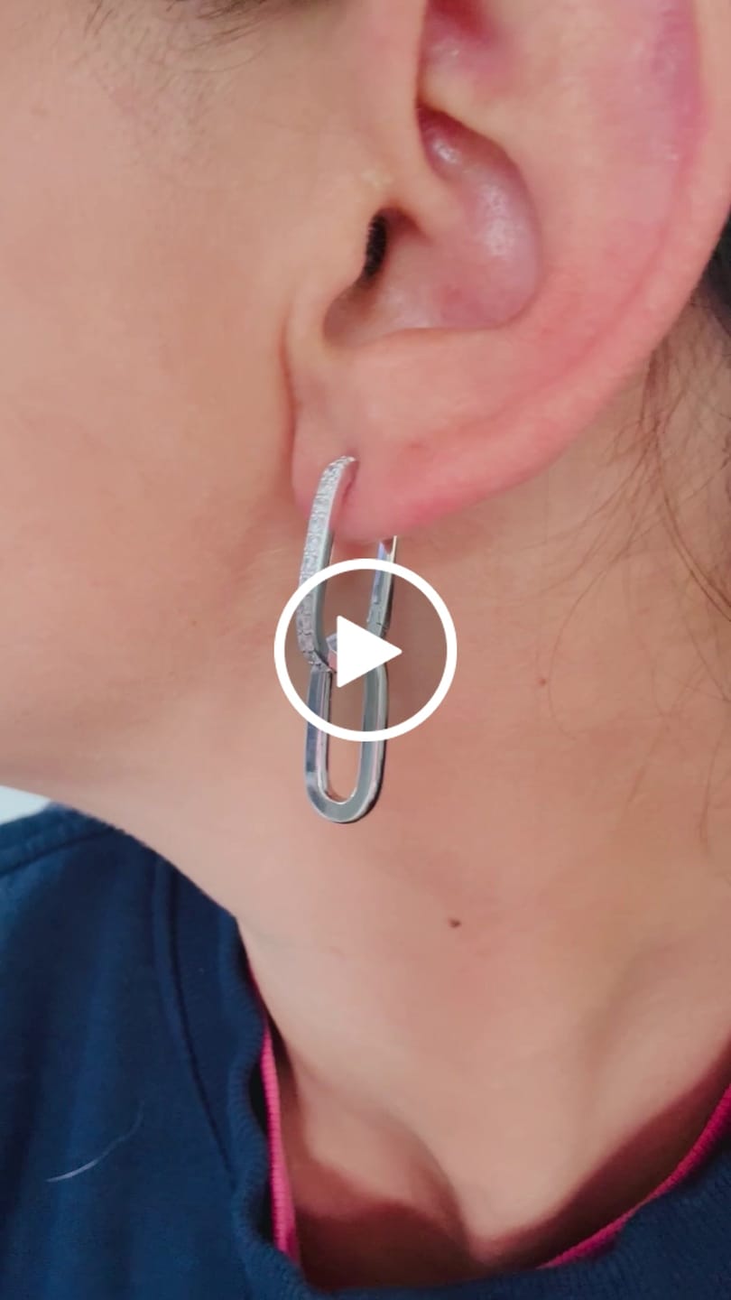 Customer video review of Remington 18k White Gold Plated Dangle Chain Link Earrings with Swarovski Crystals