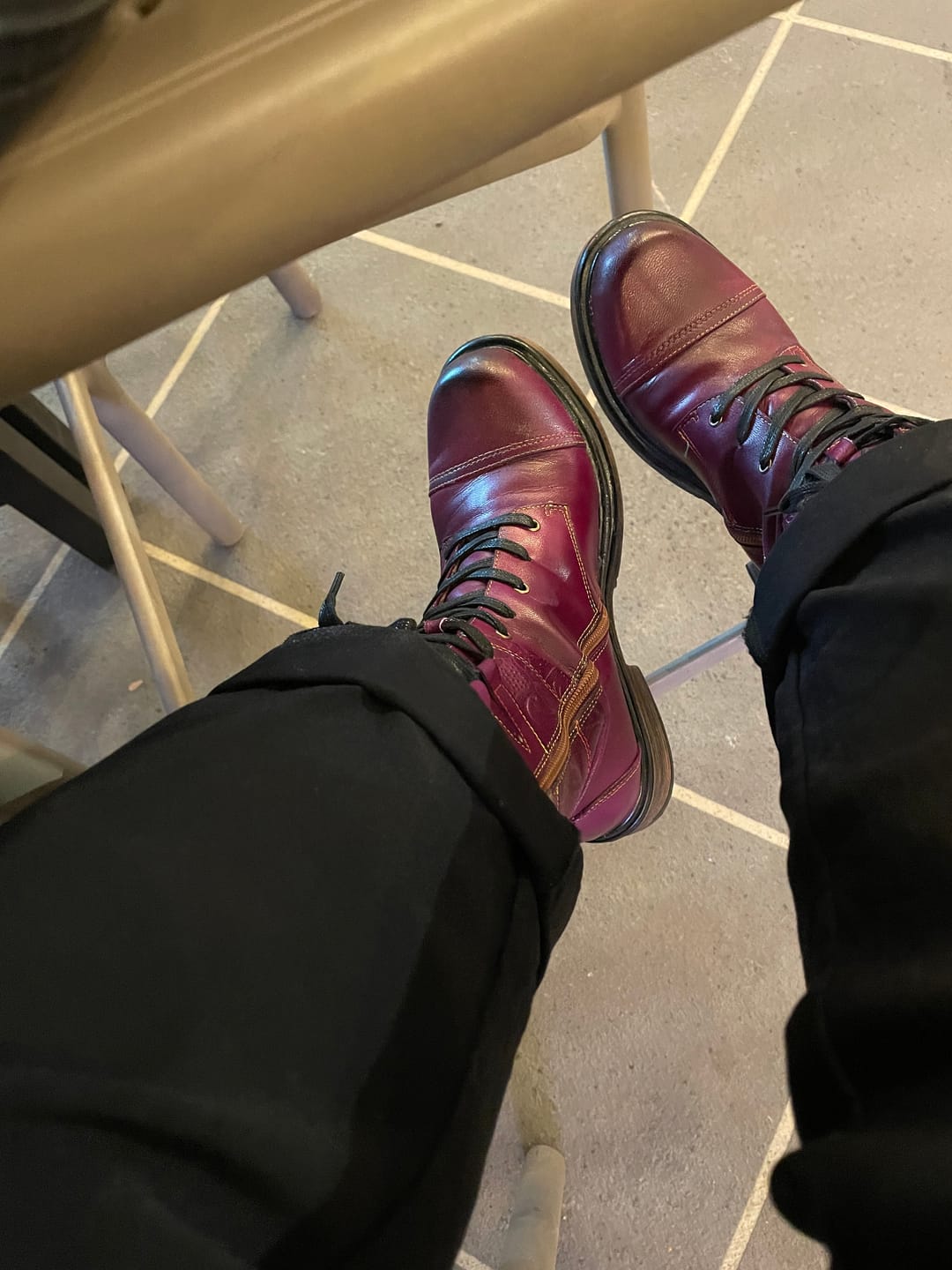 Customer photo review of Comfortable Genuine Leather Boots With Laces And Inside Zippers