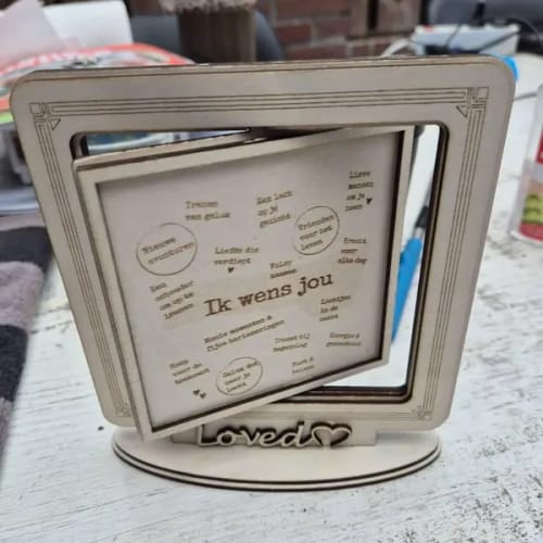 Customer photo review of Wooden rotating photo frame set laser cut svg file