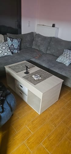 Customer photo review of Τραπεζάκι Σαλονιού Με Ρυθμιζόμενο Ύψος Βοηθητικό Τραπέζι Καθιστικού Καναπέ Διάφορα Χρώματα LC-T210W01