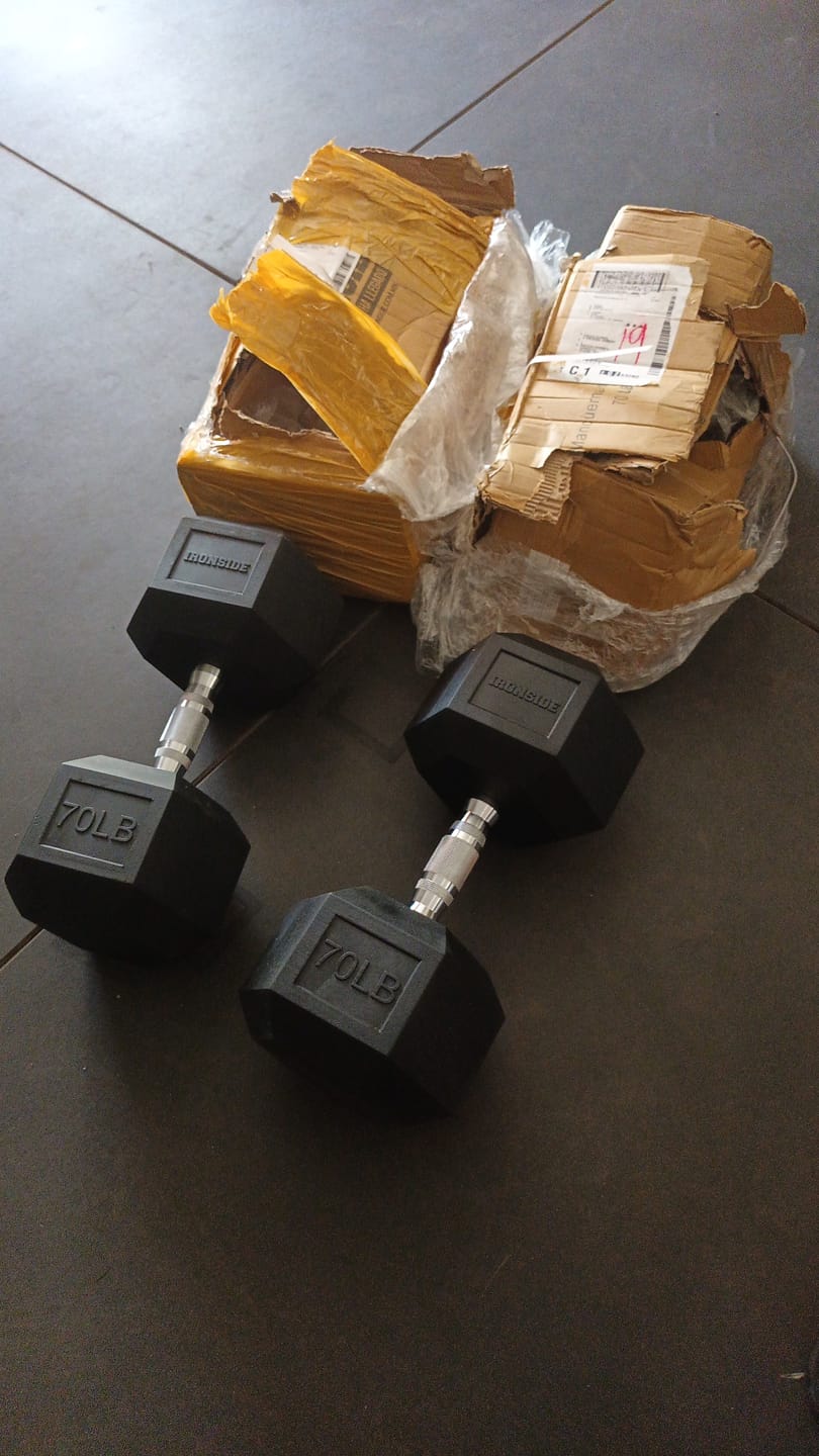 Customer photo review of Mancuerna Hexagonal 5 a 100 lb IRONSIDE Fitness (unidad)