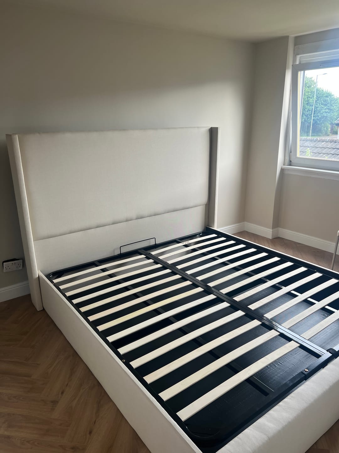 Customer photo review of Venus Linen Wingback Bed Frame with Divan or Ottoman Storage