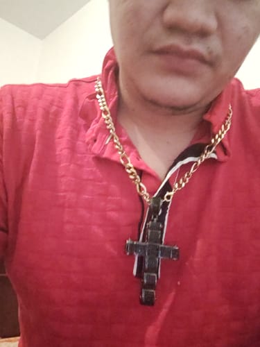 Customer photo review of FREE Black Wavy Block Cross CZ Iced Out Pendant