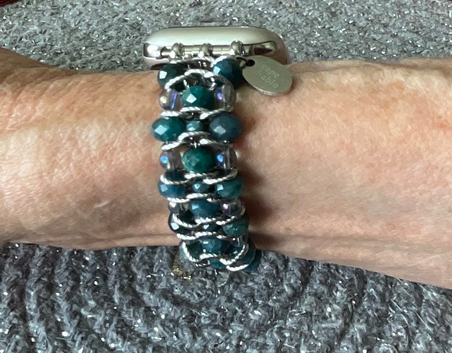 Customer photo review of Apatite Azure Braided Apple Watch Strap