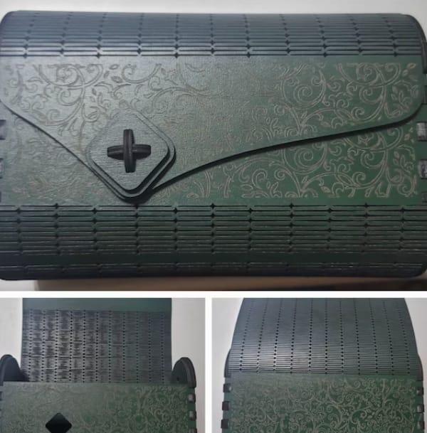 Customer photo review of Wooden clutch handbag purse laser cut svg file