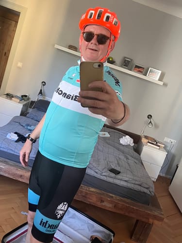 Customer photo review of Bianchi Rider Retro Cycling Shorts
