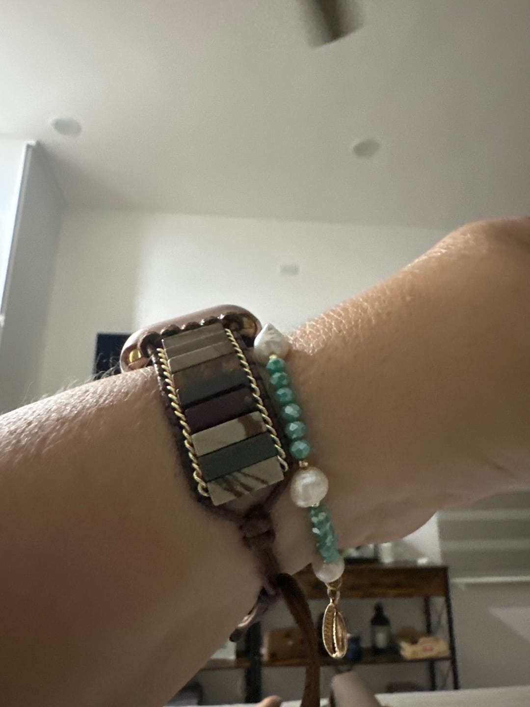 Customer photo review of Delicate Picasso Jasper Apple Watch Strap