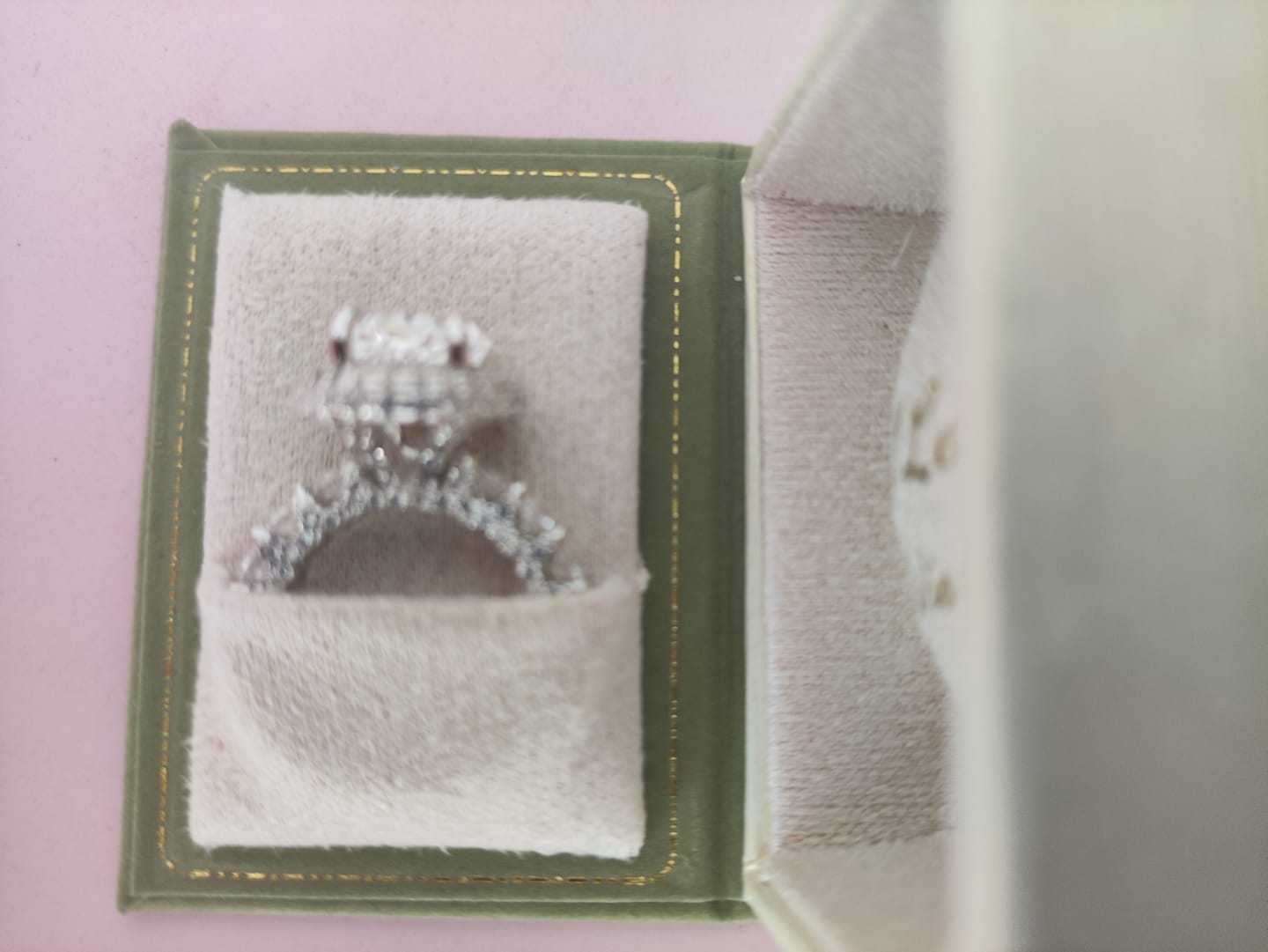 Customer photo review of Gorgeous Hidden Halo Oval Cut 4.0ct Engagement Ring In Sterling Silver