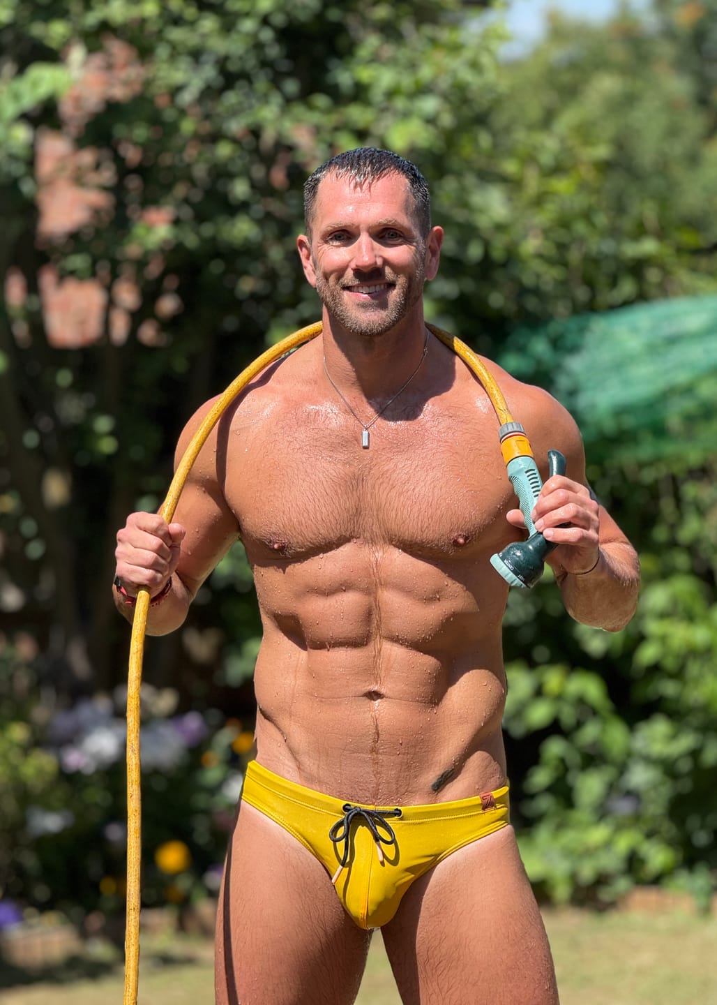 Customer photo review of Coral Yellow Swim Briefs