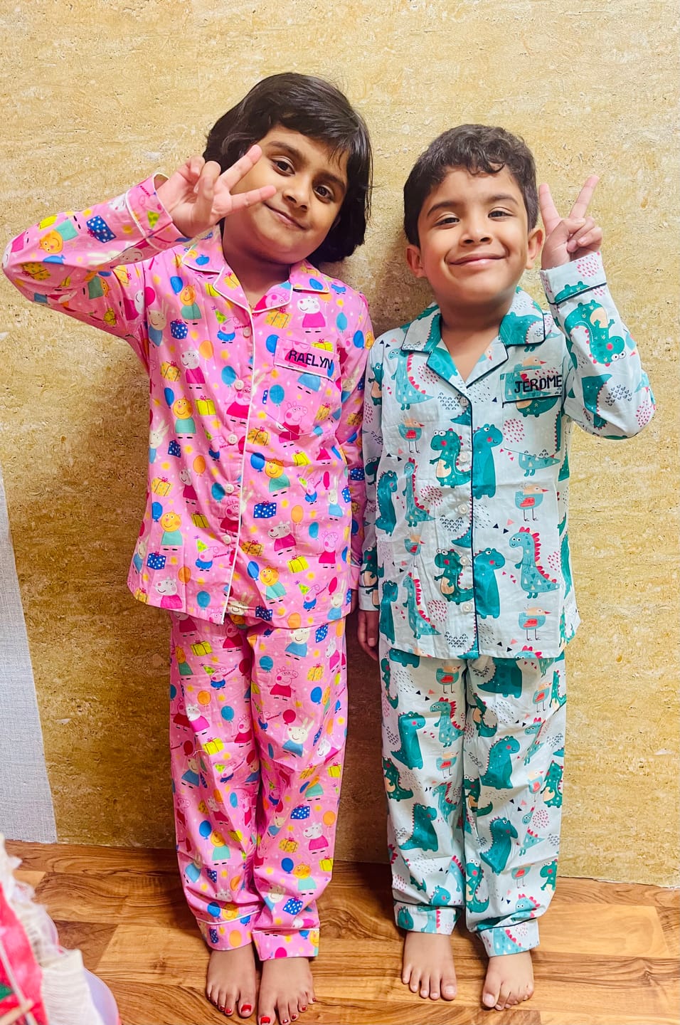 Customer photo review of Green Dino Night Suit