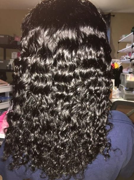 Customer photo review of MORE FACE Deep Wave Curly Human Hair Wigs 13x4 13x6 Transparent Lace Front Human Hair Wigs