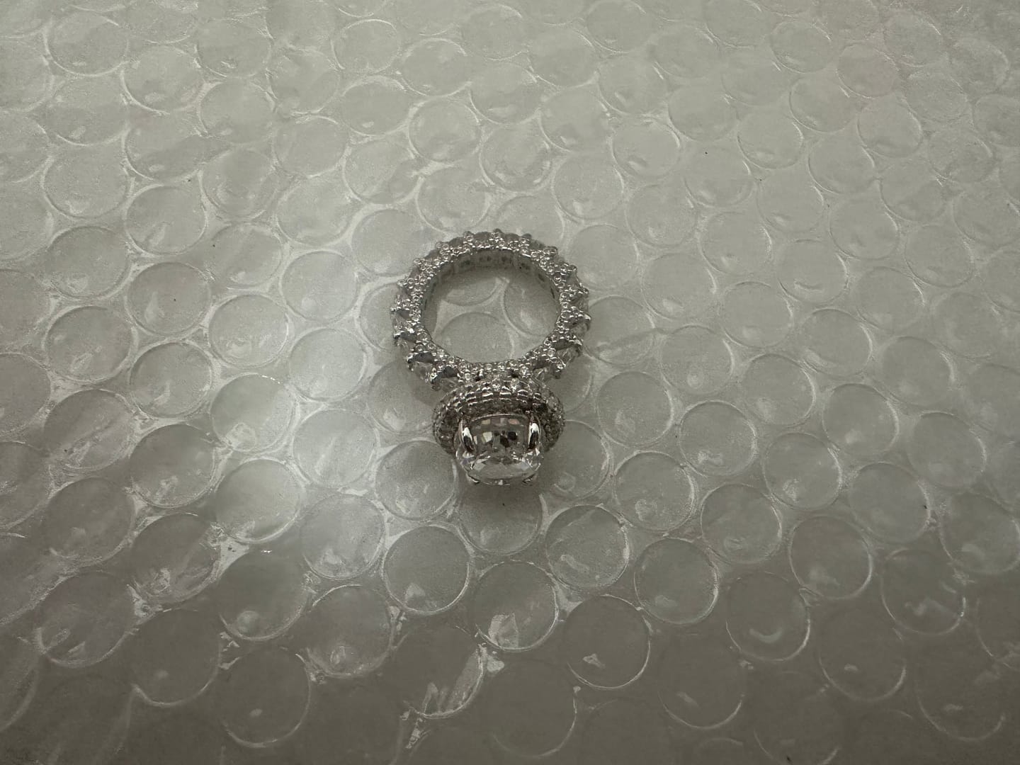 Customer photo review of Gorgeous Hidden Halo Oval Cut 4.0ct Engagement Ring In Sterling Silver