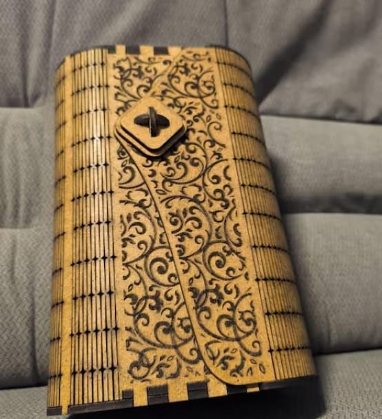 Customer photo review of Wooden clutch handbag purse laser cut svg file