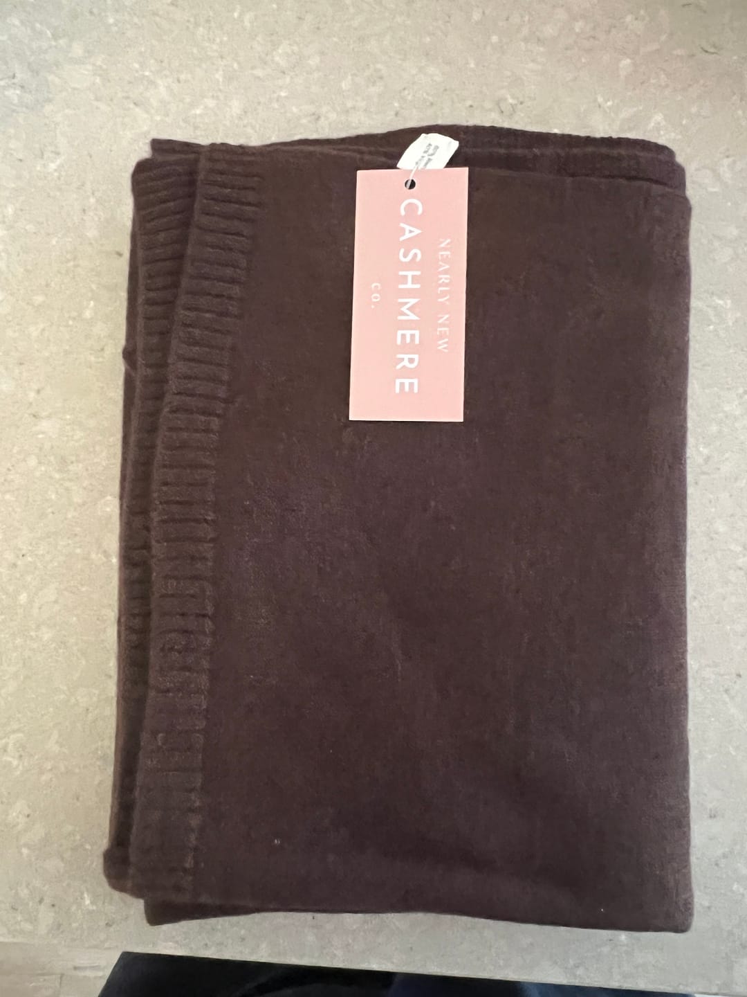 Customer photo review of Brand New Chocolate Brown Recycled Cashmere Wrap