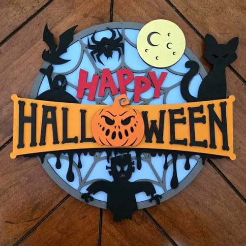 Customer photo review of Halloween Boo Round Door Hanger 6 Bundle laser cut svg file
