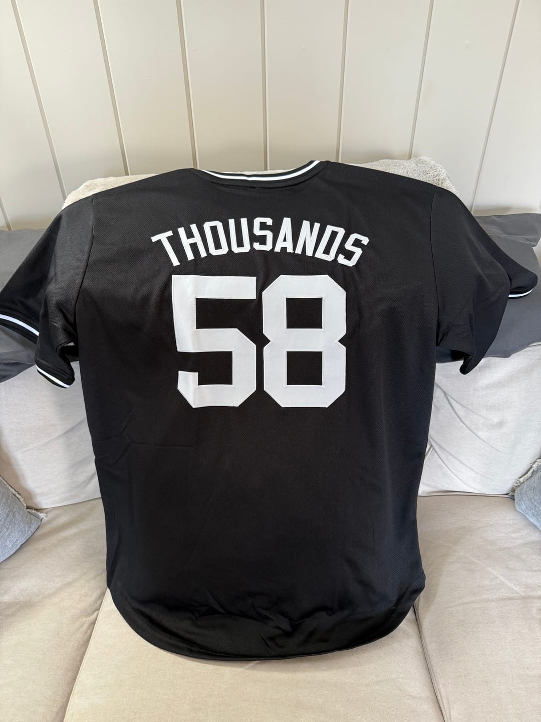 Customer photo review of Custom Black White Classic Style Authentic Pullover Baseball Jersey