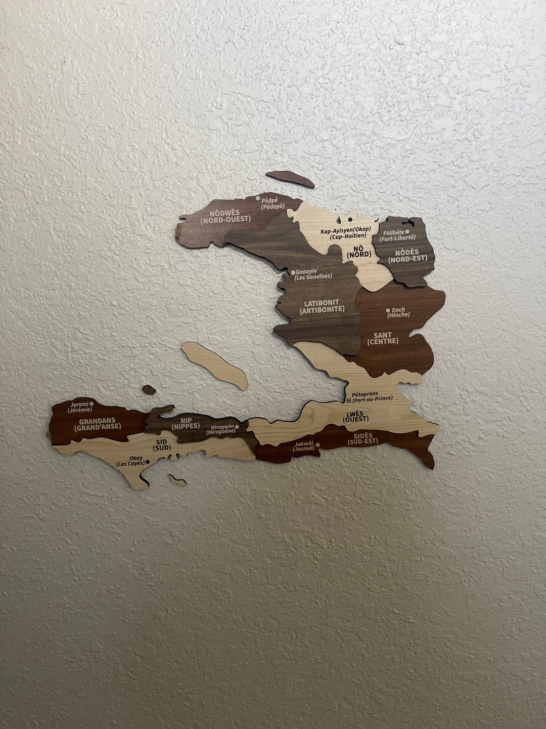 Customer photo review of Map of Haiti - Wood Wall Art Decor 3D and Multiyered