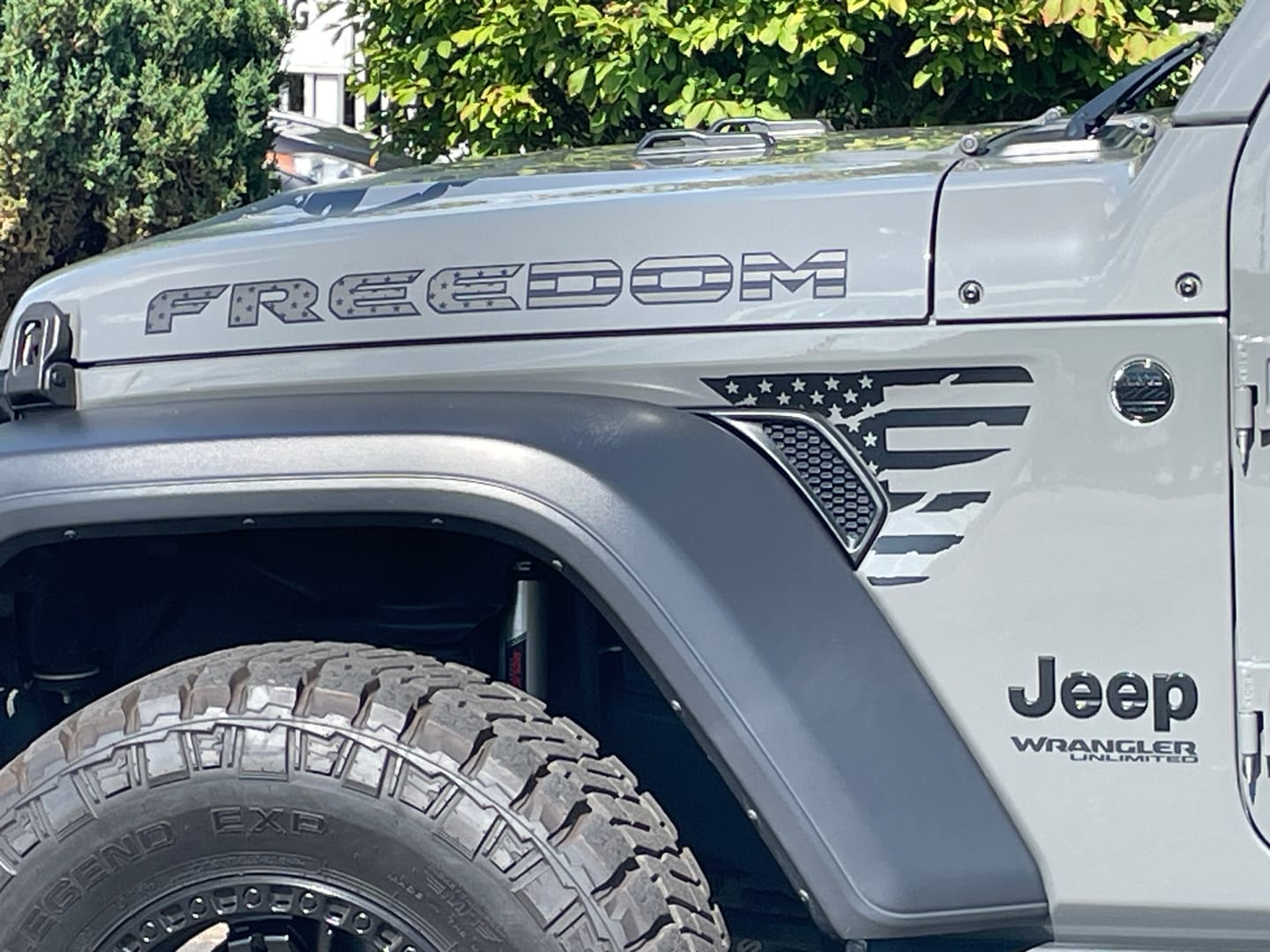 Customer photo review of Premium Black Flag Hood Lettering | Set of 2