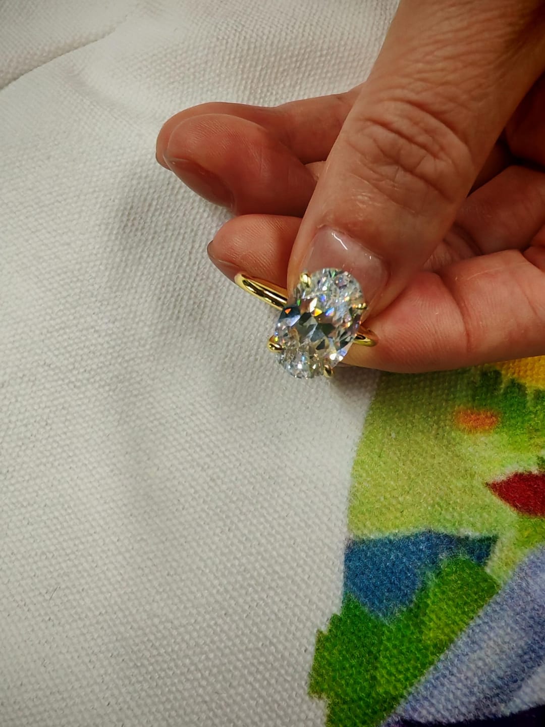 Customer photo review of S925 3.5 Carat Oval Cut Hidden Halo Engagement Ring In Sterling Silver Daily Wearable Ring
