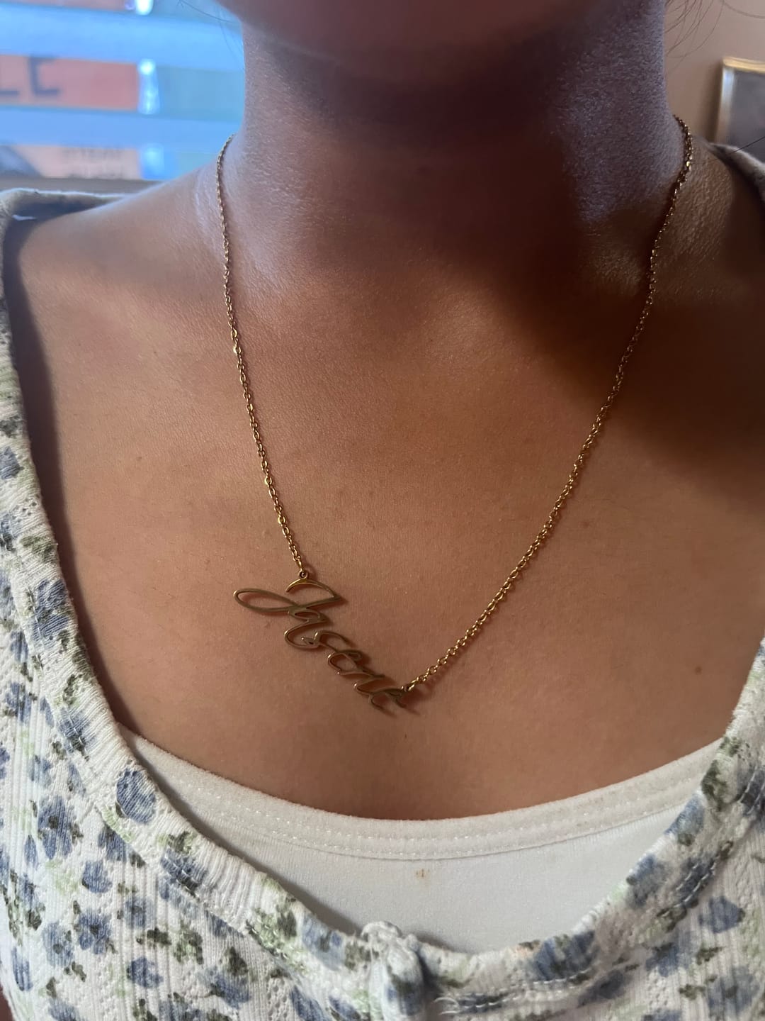 Customer photo review of Script Name Necklace