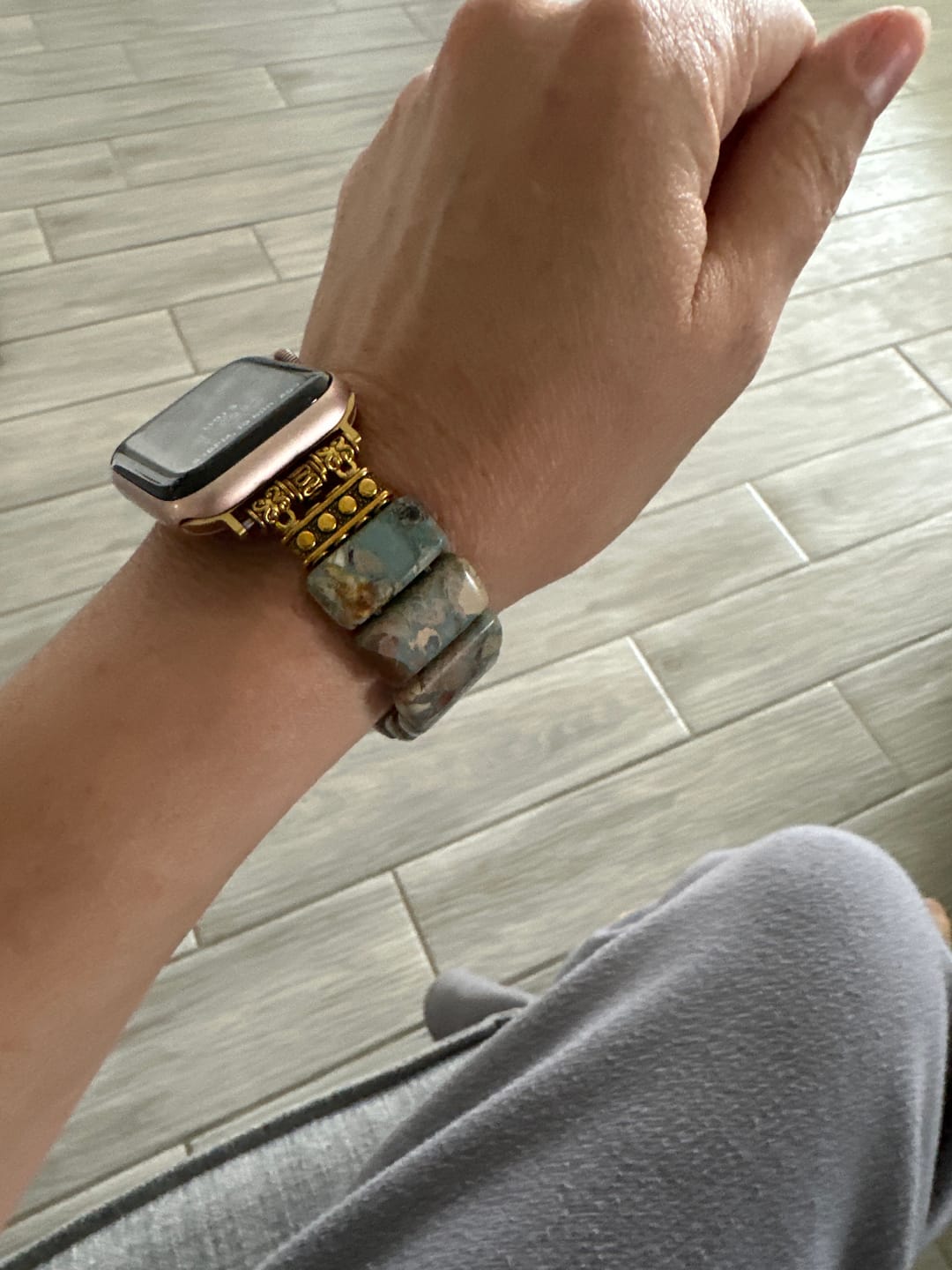 Customer photo review of Earth Tibetan Jasper Stretch Apple Watch Strap