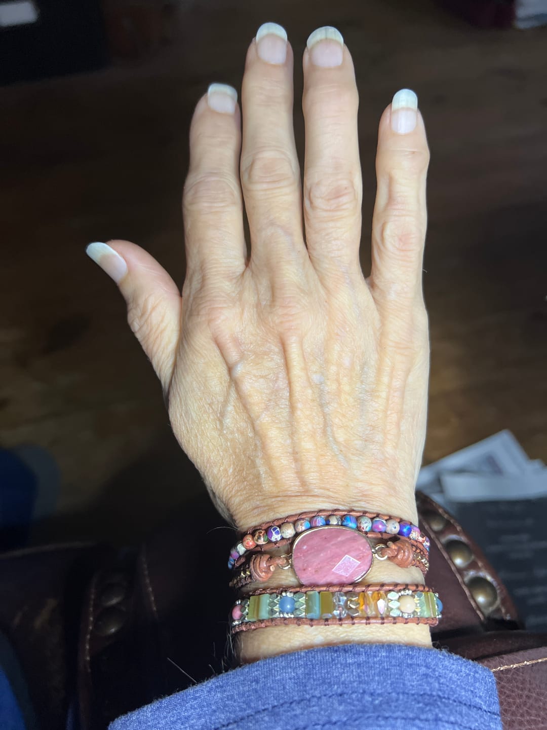 Customer photo review of Healing Rhodochrosite Wrap Bracelet