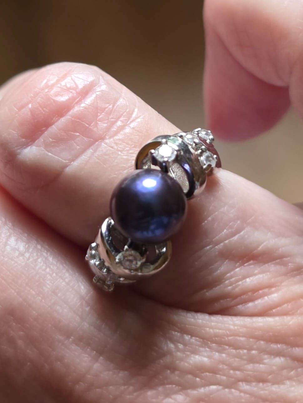 Customer photo review of DIY Mount Adjustable Ring - 925 Sterling Silver Corkscrew