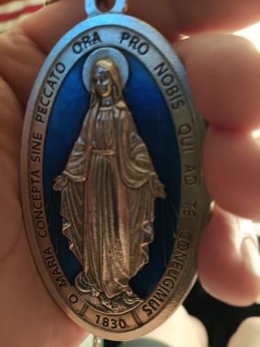 Customer photo review of Huge Miraculous Medal 3" with Blue Enamel - Blessed By Pope